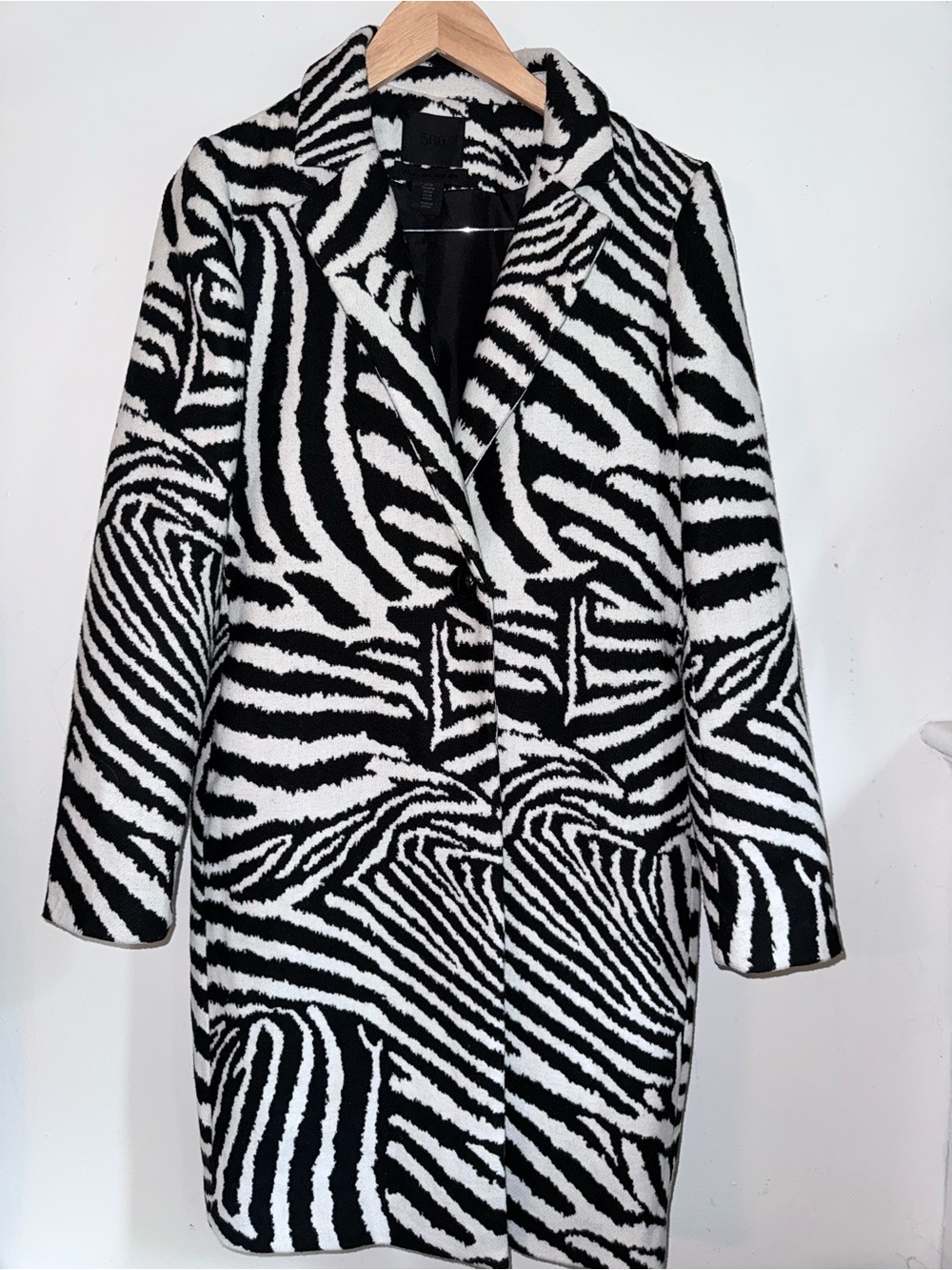 MAISON CINQCENT Zebra Pattern Wool Blend Coat Size M